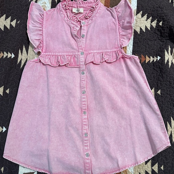 Pink Denim Ruffle Top NWT - Picture 3 of 6